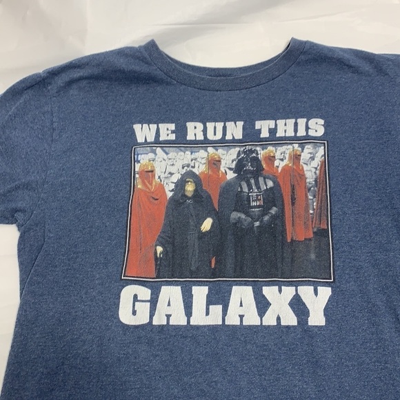 BOYS Star Wars Medium Blue We Run This Galaxy Short Sleeve Tee Shirt Size XL - Picture 1 of 4